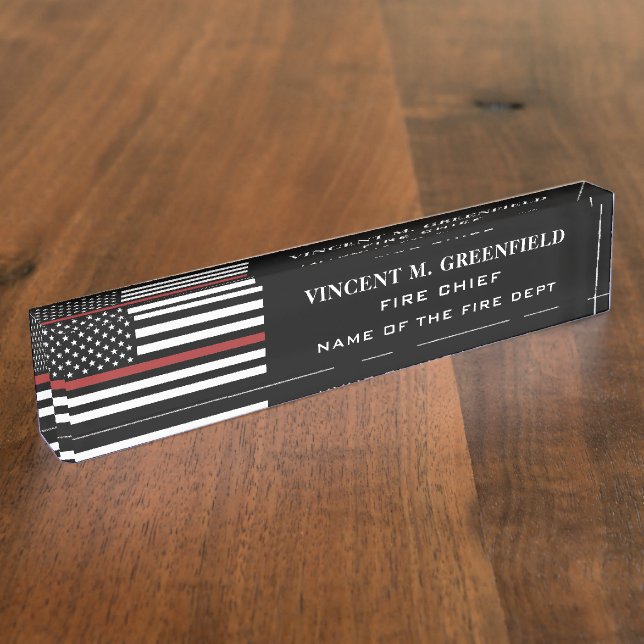  Custom Firefighter Thin Red Line Fire Department Nameplate (Side)