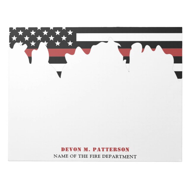 Custom Firefighter Thin Red Line Fire Department Notepad (Front)