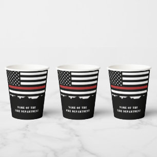 Custom Firefighter Thin Red Line Fire Department Paper Cups
