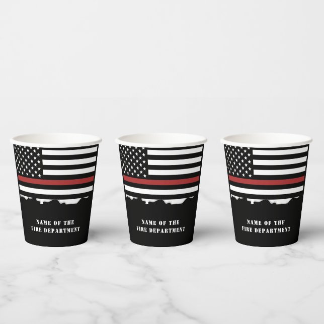 Custom Firefighter Thin Red Line Fire Department Paper Cups (Multi)