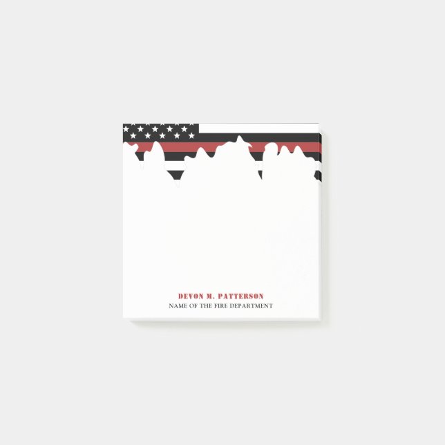 Custom Firefighter Thin Red Line Fire Department Post-it Notes (Front)