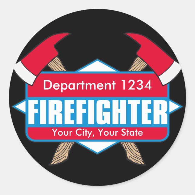 Custom Firefighter with Axes Classic Round Sticker (Front)