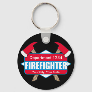 Custom Firefighter with Axes Keychain