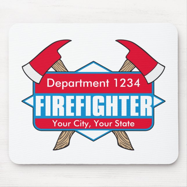Custom Firefighter with Axes Mouse Pad (Front)