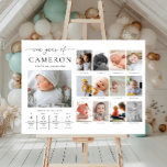Custom First Birthday Photo Milestone Timeline Faux Canvas Print<br><div class="desc">Celebrate the first 12 months of your little one with this first birthday one year of photo sign. Customize the sign with your monthly milestone images and baby's fun facts. To add text to the design simply select the "Customize It" button above for more advanced customization features.</div>