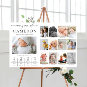 Custom First Birthday Photo Milestone Timeline Poster