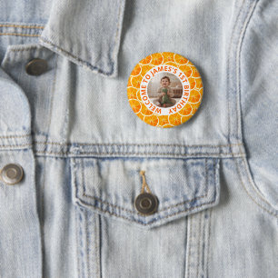 Custom First Birthday Round Photo 2 Inch Round Button