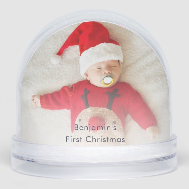 Custom First Christmas Dad and Baby Photos Snowglobe (Front)