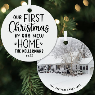 Custom First Christmas In New Home Photo Metal Ornament