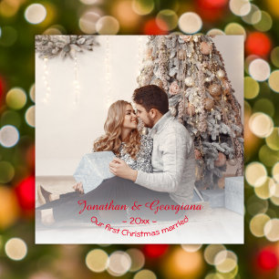 Custom first Christmas married 2025 photo Holiday Card