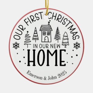Custom First Christmas New Home Ceramic Ornament