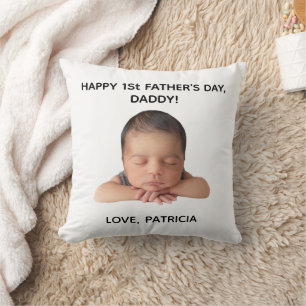 Custom First Father’s Day Photo Gift from Baby Throw Pillow