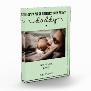 Custom First Father's Day Cute Minimalist Photo Block