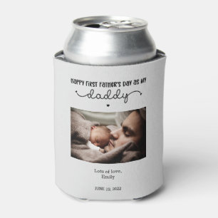 Custom First Father's Day Cute Minimalist Photo Can Cooler