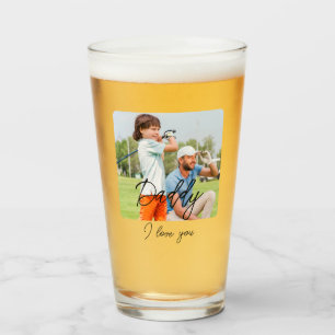 Custom First Father's Day Cute Minimalist Photo Gl Glass