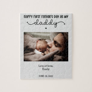 Custom First Father's Day Cute Minimalist Photo Jigsaw Puzzle