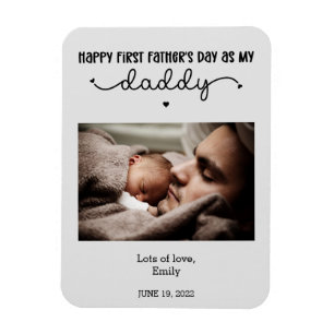 Custom First Father's Day Cute Minimalist Photo Magnet