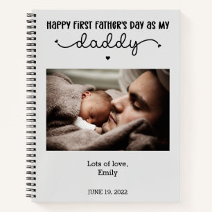 Custom First Father's Day Cute Minimalist Photo Notebook