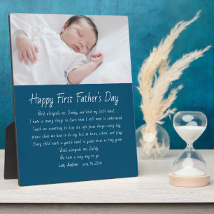 Custom First Father's Day Photo Plaque with Easel 