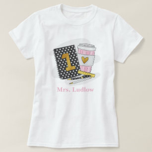 Custom First Grade Teacher Black Notebook School  T-Shirt