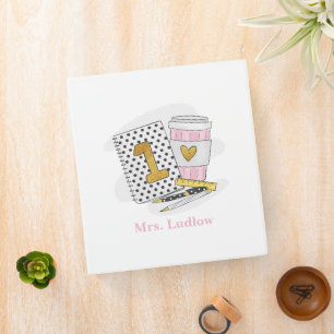 Custom First Grade Teacher White Notebook Coffee Binder