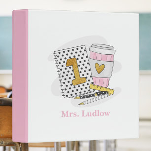 Custom First Grade Teacher White Notebook Coffee Binder