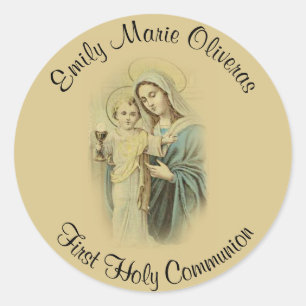 Custom First Holy Communion Catholic Remembrance Classic Round Sticker
