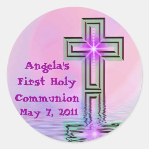 Custom First Holy Communion Classic Round Sticker