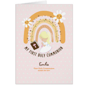 Custom First Holy Communion Cute Blonde Hair Girl 
