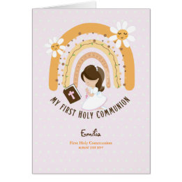 Custom First Holy Communion Cute Brown Hair Girl