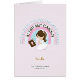 Custom First Holy Communion Cute Brown Hair Girl T