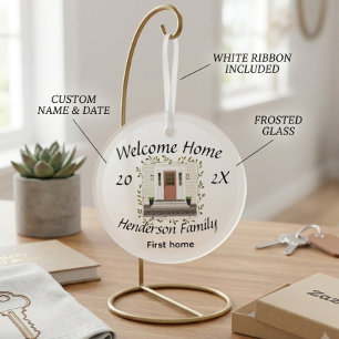Custom First Home Glass Ornament, New Homeowner Ornament