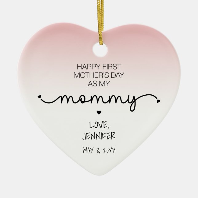 Custom First Mother's Day New Mommy Keepsake Gifts Ceramic Ornament (Front)