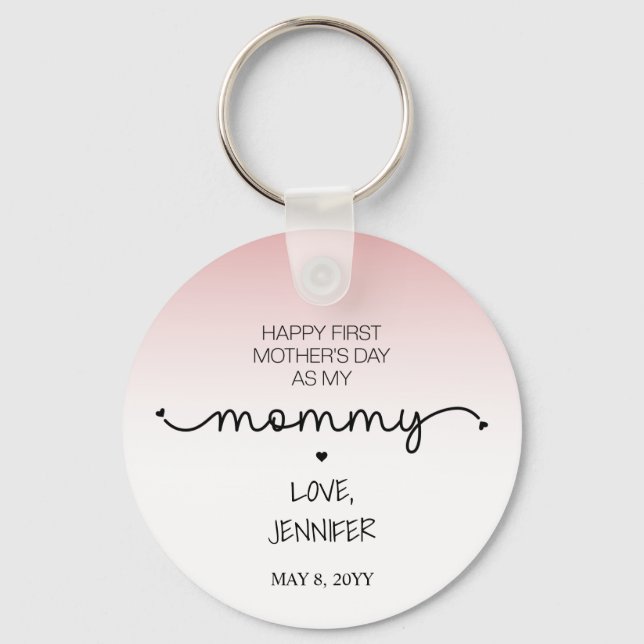 Custom First Mother's Day New Mommy Keepsake Gifts Keychain (Front)