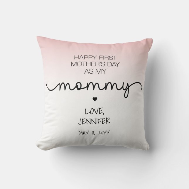 Custom First Mother's Day New Mommy Keepsake Gifts Throw Pillow (Front)