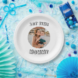 Custom First time 1st Mum Mommy Mother's card Paper Plate