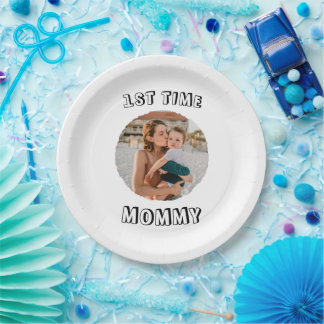 Custom First time 1st Mum Mommy Mother's card Paper Plate