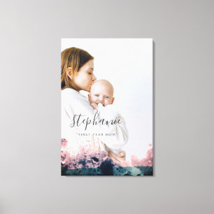 Custom First Year mom Photo Rose Gold Canvas Print
