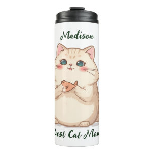 Custom Fish cat Mom Gift Personalized name Thermal Tumbler