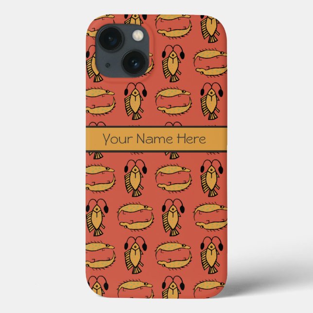Custom Fish Crocodile Egyptian Tribal Red Yellow Case-Mate iPhone Case (Back)