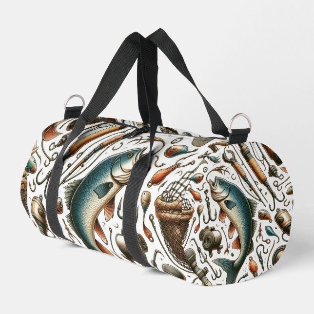 Custom Fish Tackle Fisherman Duffle Bag (Left Corner)