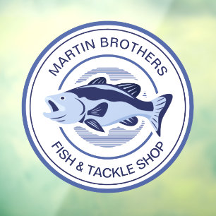 Custom Fish Tackle Shop Blue Bass Fisherman Window Cling