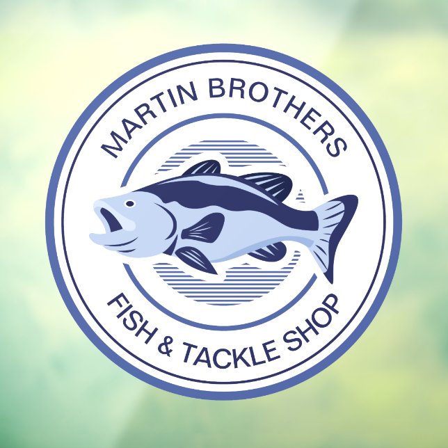 Custom Fish Tackle Shop Blue Bass Fisherman Window Cling (Sheet 3)