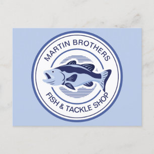 Custom Fish Tackle Shop Blue Bass Grand Opening Postcard