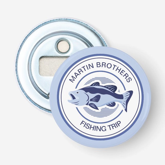 Custom Fisherman Blue Bass Fish Bottle Opener (Front)