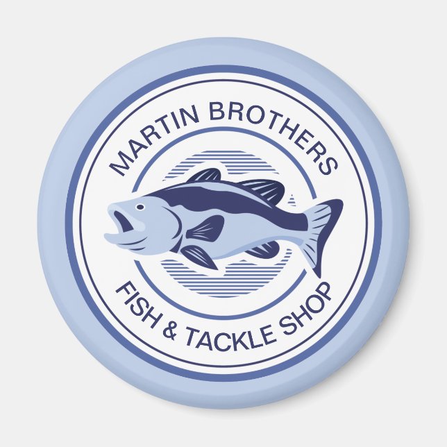 Custom Fisherman Blue Bass Fishing Magnet (Front)