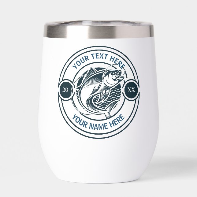 Custom Fishing Bass Logo Retro Monogram (Back)