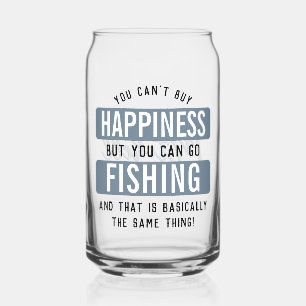 Custom Fishing is Happiness Funny Fishing Can Glass