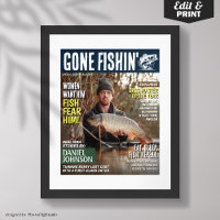 Custom Fishing Magazine Cover, Funny Fishing Gifts