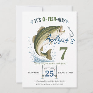 Custom Fishing O-FISH-AL Any Age Birthday  Invitation